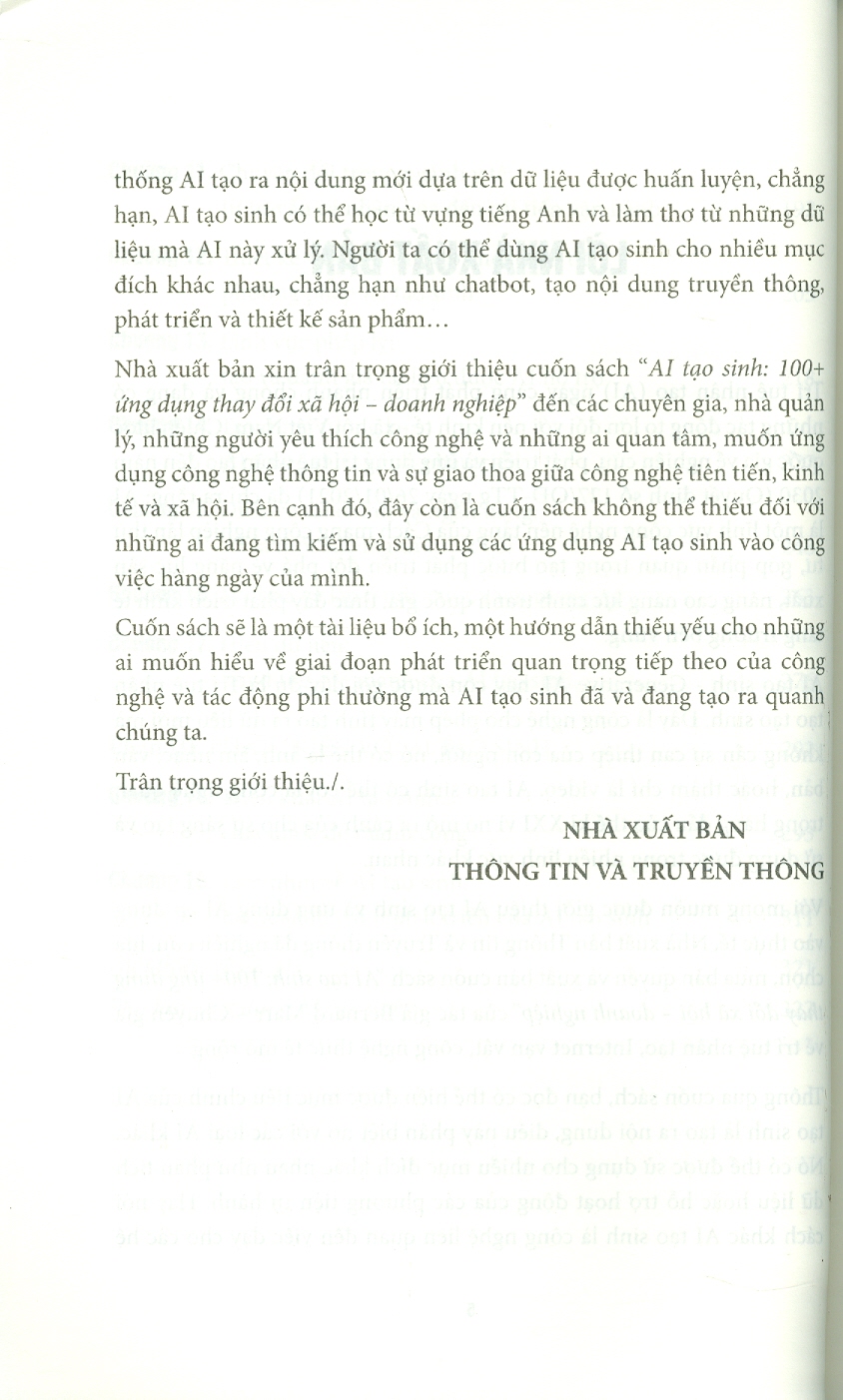 AI Tạo Sinh: 100+ Ứng Dụng Thay Đổi Xã Hội - Kinh Doanh