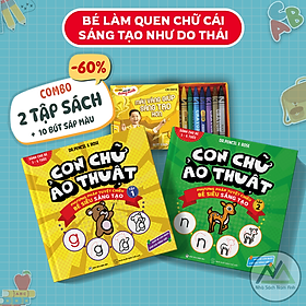 Combo Sách Làm Quen Chữ Cái Tiếng Việt  - Tập 1 + 2 TẶNG BỘ BÚT SÁP MÀU THIÊN LONG - Tác giả Dr. Pencil & Rose