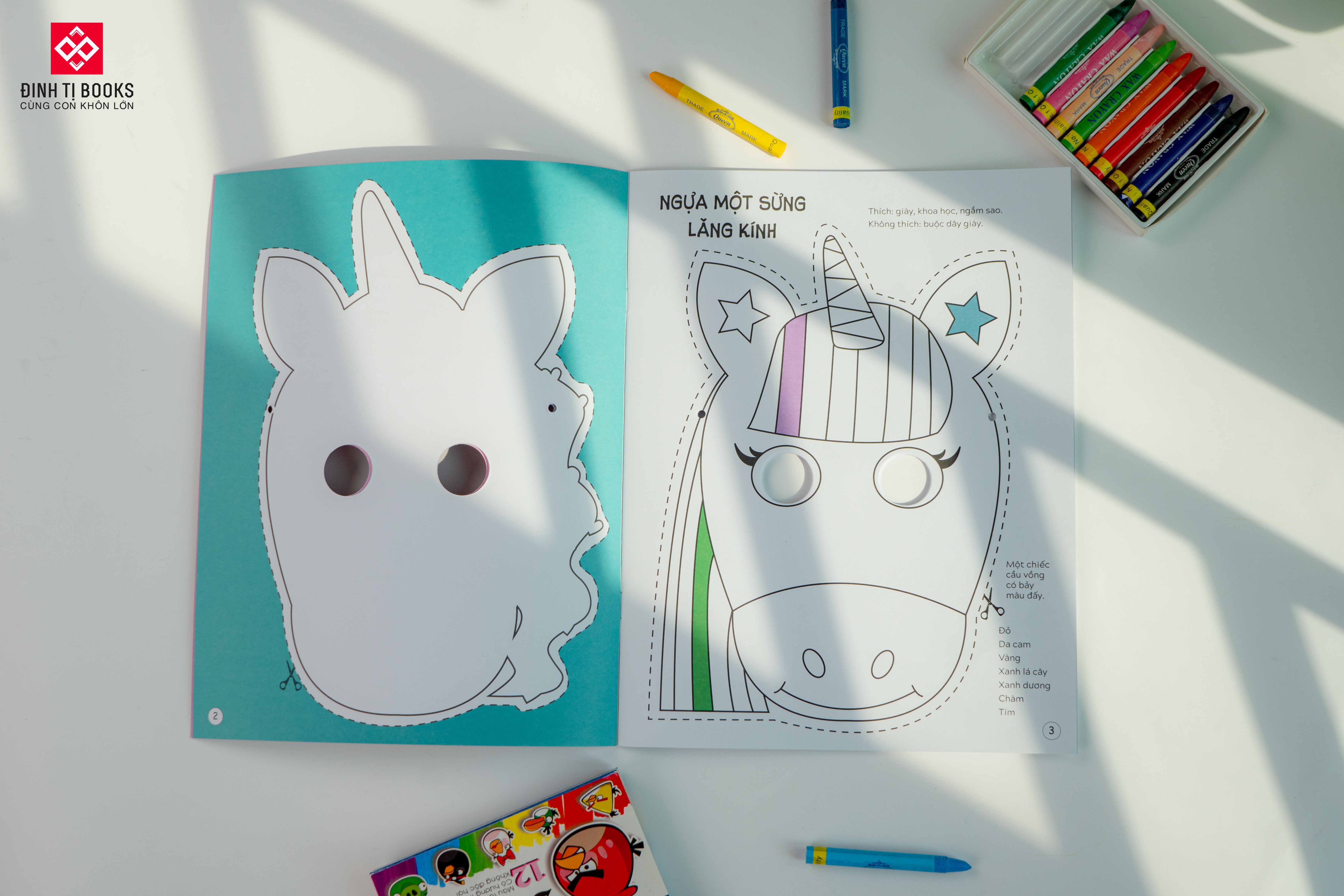 Sách mặt nạ - Cắt + tô màu combo 3 tập - Đinh Tị Books
