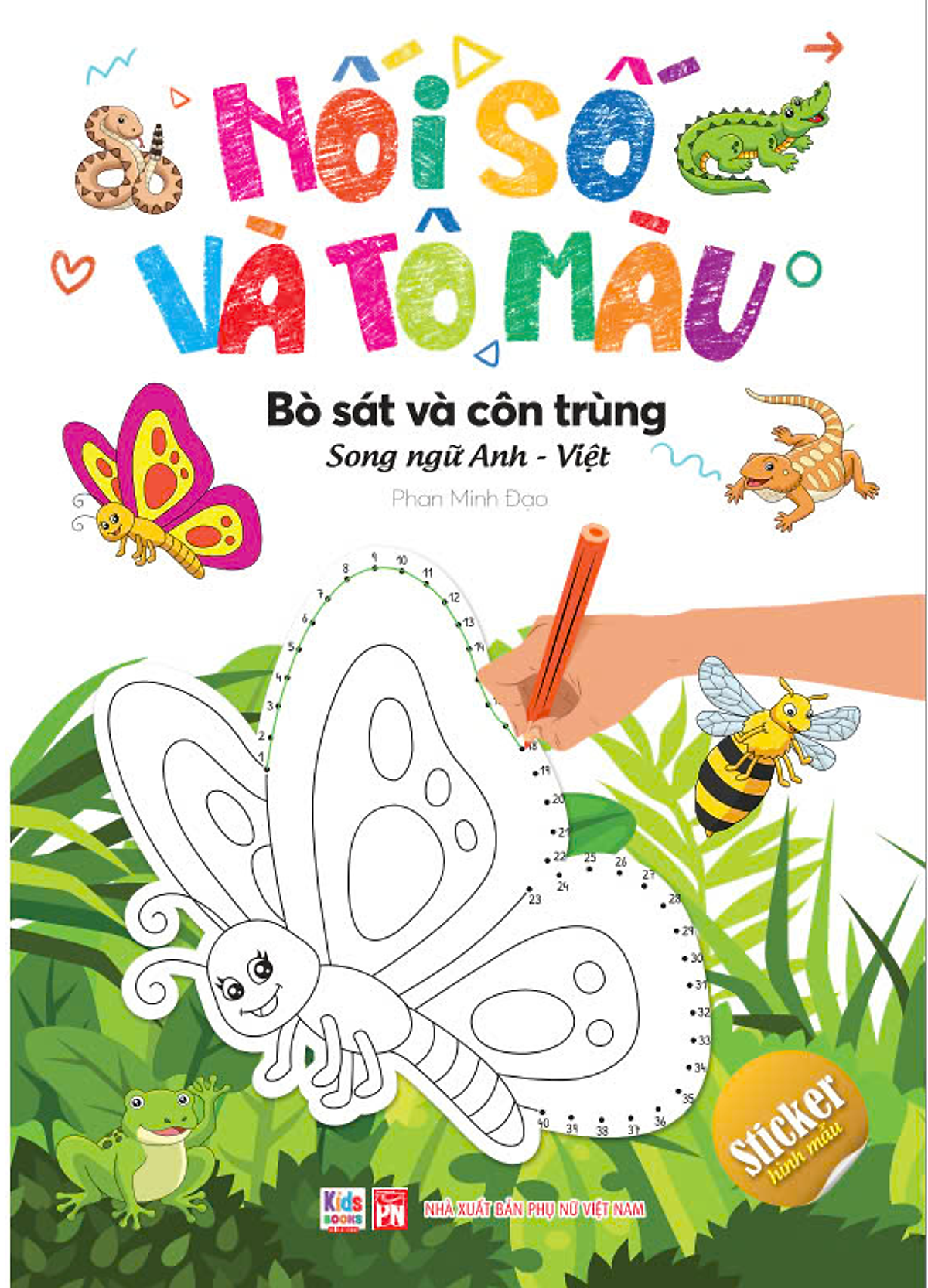 Sách - Nối Số Và Tô Màu - Bò Sát Và Côn Trùng - Song Ngữ Anh-Việt