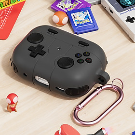 Case vỏ ốp bảo vệ dành cho tai nghe Airpods 1, 2, 3, 4, airpod Pro 1, Pro 2 silicon kèm móc kim loại - Hàng chính hãng