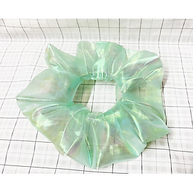 Cột tóc srunchies mẫu mới - Cột tóc màu xanh lá ánh kim