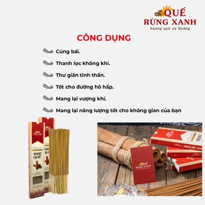Nhang Quế Rừng Xanh - Quế nguyên chất, hương quế rừng tự nhiên, thanh lọc không khí, không gây độc hại đến sức khỏe, giúp tin thần thoải mái - 100% nguyên chất - Hàng chính hãng