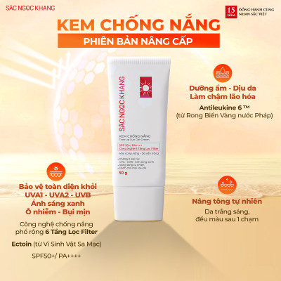 Combo 6 món: Nước tẩy trang 145ml + Sữa rửa mặt 50g+ Nước hoa hồng 145ml + Kem dưỡng ban đêm 10g + Kem chống nắng 50g + Sắc Ngọc Khang ++ (60 viên)