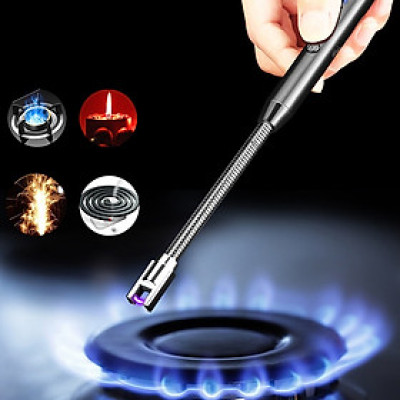 Bật Lửa Điện Tử Sạc USB Dùng Cho Tiệc Nướng BBQ - 23x1.5cm 42g - Màu Đen