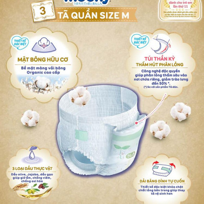 Tã/Bỉm Quần Moony Natural Size M- 46 miếng( bé 5-10kg)