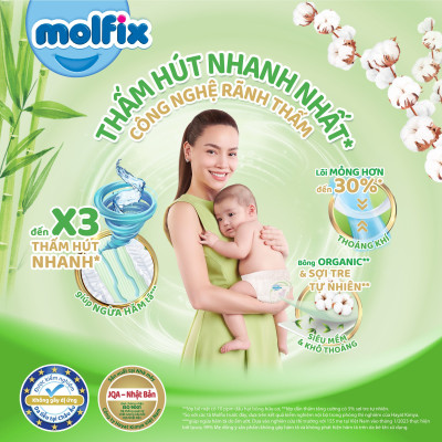 Combo 2 Tã/bỉm quần MOLFIX Thiên nhiên Super Jumbo M60/L52/XL42/XXL38
