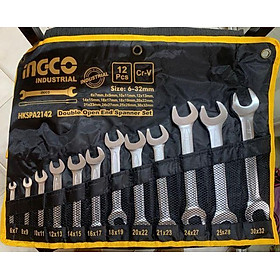 BỘ 12 CỜ LÊ 2 MIỆNG/2 VÒNG 6-32MM INGCO - HÀNG CHÍNH HÃNG
