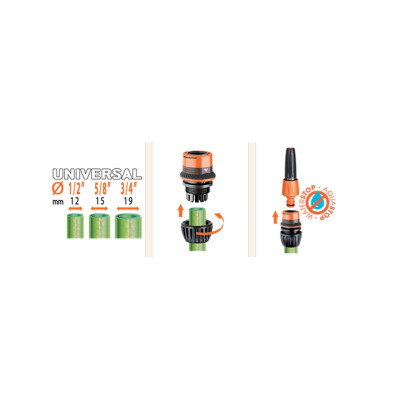 Khớp Nối Nhanh Tự Ngắt Nước Claber Aquastop 8548, nhựa ABS, nối 3 cỡ ống 12-14-19mm