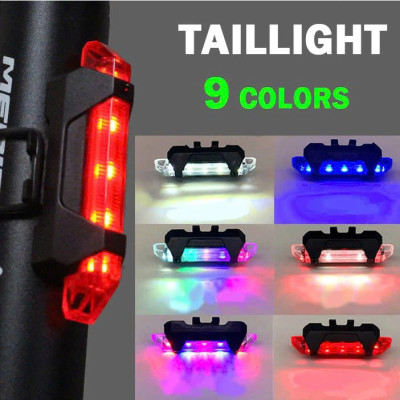 Đèn 5 LED Cảnh báo sau Xe Đạp giúp đạp xe an toàn ban đêm 4 chế độ sáng (Đèn Xanh)