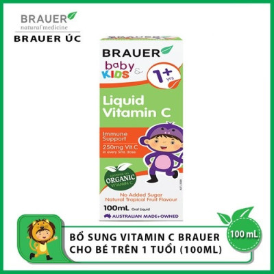 Vitamin C cho trẻ trên 1 tuổi Brauer Baby & Kids Liquid Vitamin C tăng sức đề kháng (100ml) - QuaTangMe Extaste