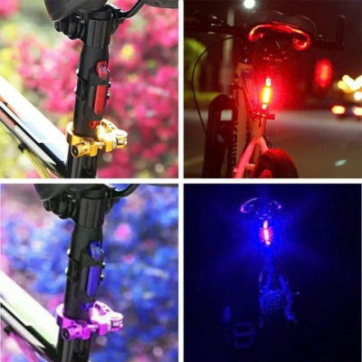 Đèn 5 LED Cảnh báo sau Xe Đạp giúp đạp xe an toàn ban đêm 4 chế độ sáng (Đèn Xanh)