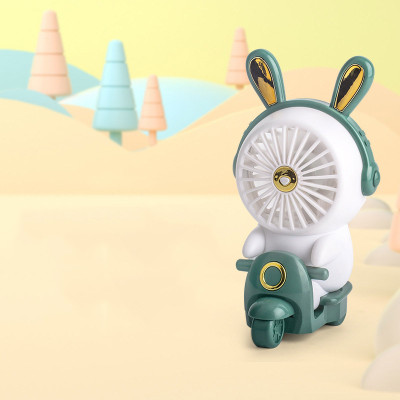 Quạt Cầm Tay Mini, Quạt Sạc Tích Điện Thỏ Lái Xe Xinh Xắn, Dễ Thương Tránh Nóng Mùa Hè (Kèm Dây Sạc USB) Hàng Chính Hãng