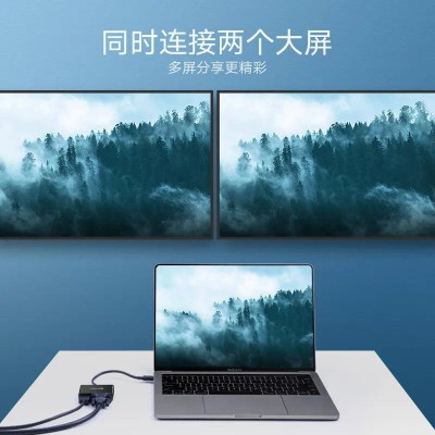 Ugreen UG50251MM123TK 15CM màu Đen Bộ chuyển đổi TYPE C sang HDMI + VGA + hỗ trợ phân giải 4K - HÀNG CHÍNH HÃNG