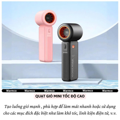 Quạt Cầm Tay Warmcro 5000mAh – 100 Cấp Gió Siêu Mát, Pin Trâu, Nhỏ Gọn Mang Theo Mọi Nơi - Hàng Nhập Khẩu