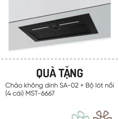Máy hút khói khử mùi âm tủ MH 750BI - Tặng Chảo không dính SA-02 + Bộ lót nồi (4 cái) MST-6667 - Hàng chính hãng