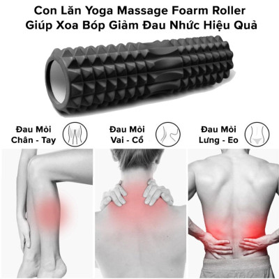 Con Lăn Yoga Massage Foarm Roller 33cm - Ống Trụ Lăn Xốp Tập Thể Thao Giãn Cơ Có gai Roam Rollet Cao Cấp Chính Hãng Amalife