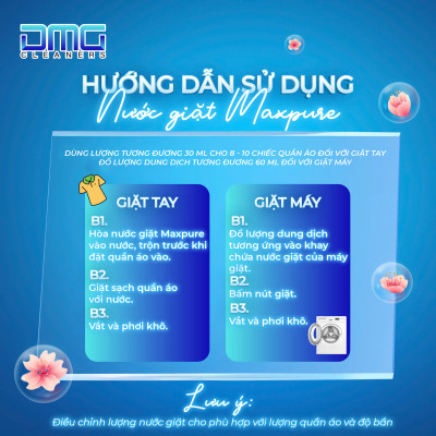 Chai nước giặt Maxpure Hương Hoa Hồng Bulgaria 3L - TẶNG 1 dây 10 gói nước xả hương CoCo