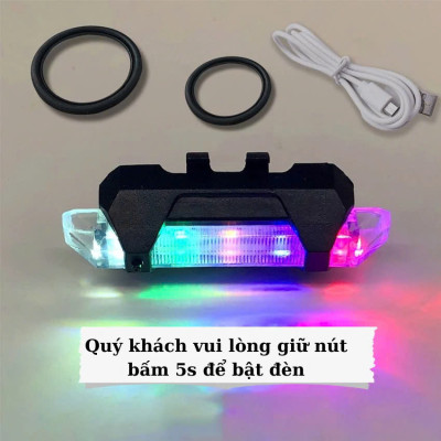 Đèn 5 LED Cảnh báo sau Xe Đạp giúp đạp xe an toàn ban đêm 4 chế độ sáng (Đèn Xanh)
