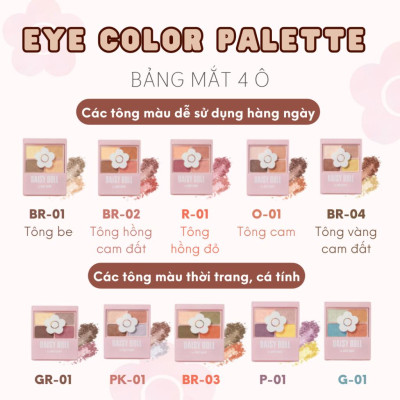 Bảng Phấn Mắt Daisy Doll By Mary Quant Nhật Bản Siêu Bền Màu Đa Chức Năng Phấn Má Hồng Bắt Sáng PK-01 Sakura Pink 5.1g