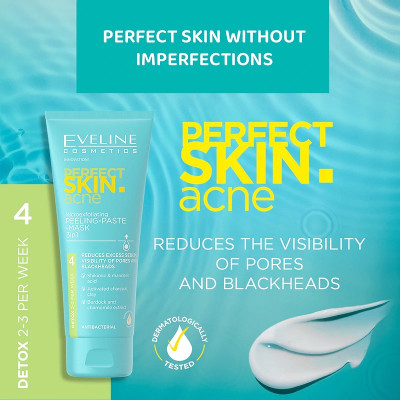 Tẩy da chết Eveline Perfect Skin Acne sạch sâu, kháng khuẩn và ngừa mụn 75ml_Tặng kèm mặt nạ Daliv