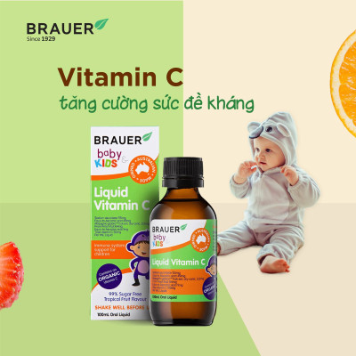 Vitamin C cho trẻ trên 1 tuổi Brauer Baby & Kids Liquid Vitamin C tăng sức đề kháng (100ml) - QuaTangMe Extaste