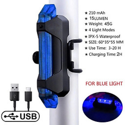 Đèn 5 LED Cảnh báo sau Xe Đạp giúp đạp xe an toàn ban đêm 4 chế độ sáng (Đèn Xanh)