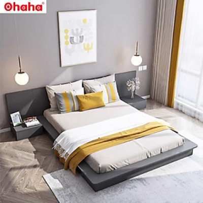 [Kèm Video thực tế & Miễn phí vận chuyển, lắp đặt] Giường ngủ bệt thông minh kiểu Nhật cao cấp có vách ốp đầu giường và đèn Led cảm ứng Ohaha - GB003