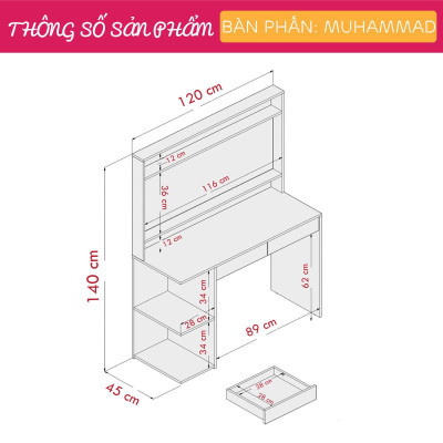 Bàn trang điểm led gương tròn đẹp SMLIFE Muhammad