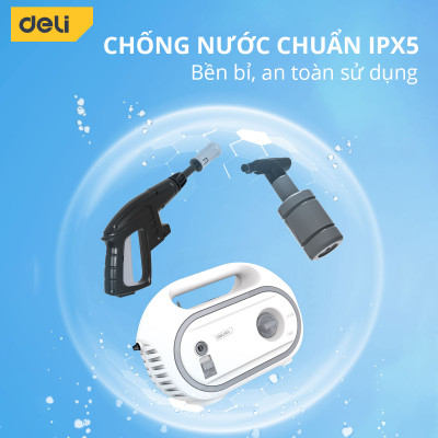 Máy Rửa Xe Mini Deli Công Suất Lớn - Tiết Kiệm Điện Năng, Phun Rửa Đa Năng - DL882201