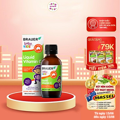 Vitamin C cho trẻ trên 1 tuổi Brauer Baby & Kids Liquid Vitamin C tăng sức đề kháng (100ml) - QuaTangMe Extaste
