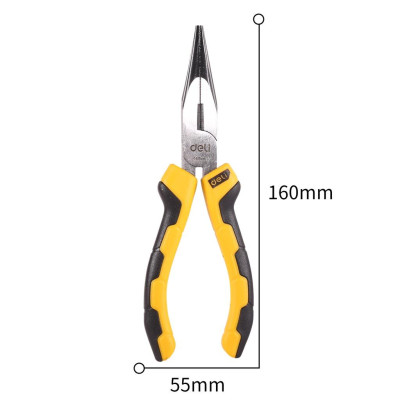 Kìm Mũi Nhọn 6inch Deli Cao Cấp Chính Hãng - Chất Liệu Thép Cacbon Siêu Bền - Tay Cầm Chống Trượt - EDL2106
