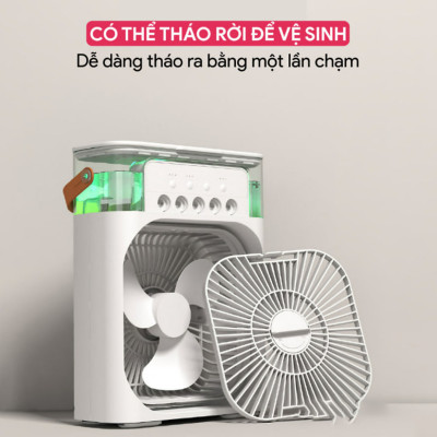 Quạt Hơi Nước Mini, Quạt Phun Sương Mini, Quạt Để Bàn 3 Chế Độ Tích Hợp Đèn Led Và Hẹn Giờ Sử Dụng, Màu Ngẫu Nhiên - Hàng Chính Hãng