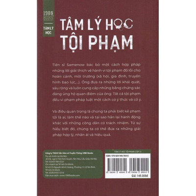 Tâm Lý Học Tội Phạm - Tập 1 - Stanton E.Samenow - Huy Nguyễn dịch - (bìa mềm)