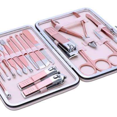 Bộ Dụng Cụ Làm Móng Vàng Hồng 18 Món 