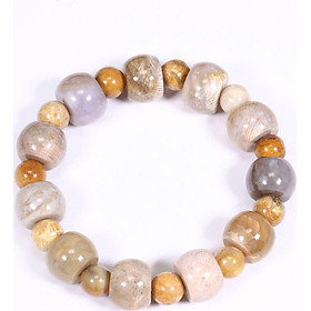 Vòng tay đá san hô hóa thạch viên hình trống đa sắc 15x10.5mm - Ngọc Quý Gemstones