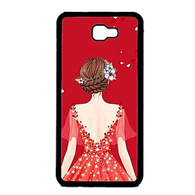 Ốp Lưng in cho Samsung J7 Prime Mẫu Cô Gái Váy Đọ̉ - Hàng Chính Hãng