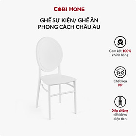 Ghế nhựa đúc nguyên khối trắng tinh khôi cho nhà hàng tiệc cưới