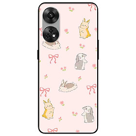 Ốp lưng cho Oppo Reno 2Z - 2F - Reno 6Z - Reno 7Z 5G - 8Z 5G - Reno 8T 4G - Reno 8T 5G - Nơ Và Thỏ - Hàng Chính Hãng