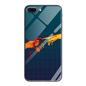 Ốp lưng kính cường lực cho iPhone 7 Plus /8 Plus Nền Bàn Tay Chạm Nhạc - Hàng Chính Hãng