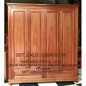 Tủ Xoan đào gỗ thịt 4 cánh