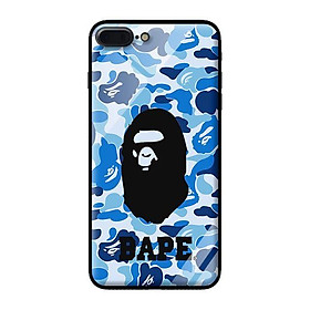 Ốp lưng kính cường lực cho iPhone 7 Plus Bape Xanh Có Chữ - Hàng chính hãng
