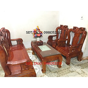 Bộ bàn ghế gỗ Minh Đào Gỗ Xoan Ta Cột 10 ĐỒ GỖ TUẤN LONG