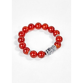 Vòng tay đá thiên nhiên phối charm tỳ hưu bạc size hạt 12mm Ngọc Quý Gemstones