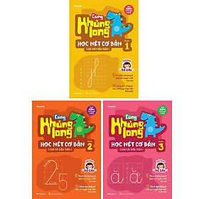 Sách - Cùng Khủng Long Học Nét Cơ Bản - Các Nét, Chữ Số, Chữ Cái Đầu Tiên - Sticker Bé Gái - Combo 3 Cuốn - Megabook
