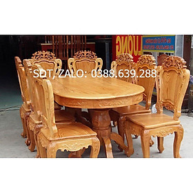 bàn ăn ovan hoàng gia gỗ gõ