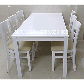 Bộ bàn ăn cabin 1m65 trắng + 6 ghế cabin  Thương hiệu Nội Thất Bình Long 