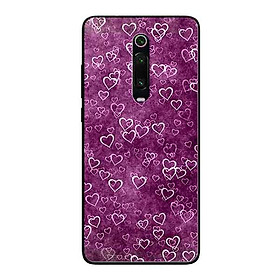 Ốp Lưng in cho Xiaomi Redmi K20 Mẫu Nhiều Tim Nền Tím - Hàng Chính Hãng