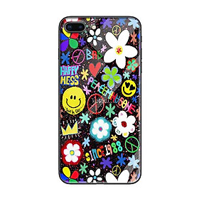 Ốp lưng kính cường lực cho iPhone 7 Plus /8 Plus Nền Hoa Cúc Mess - Hàng Chính Hãng