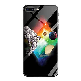 Ốp lưng kính cường lực cho iPhone 7 Plus /8 Plus Nền Ngoài Không Gian - Hàng Chính Hãng